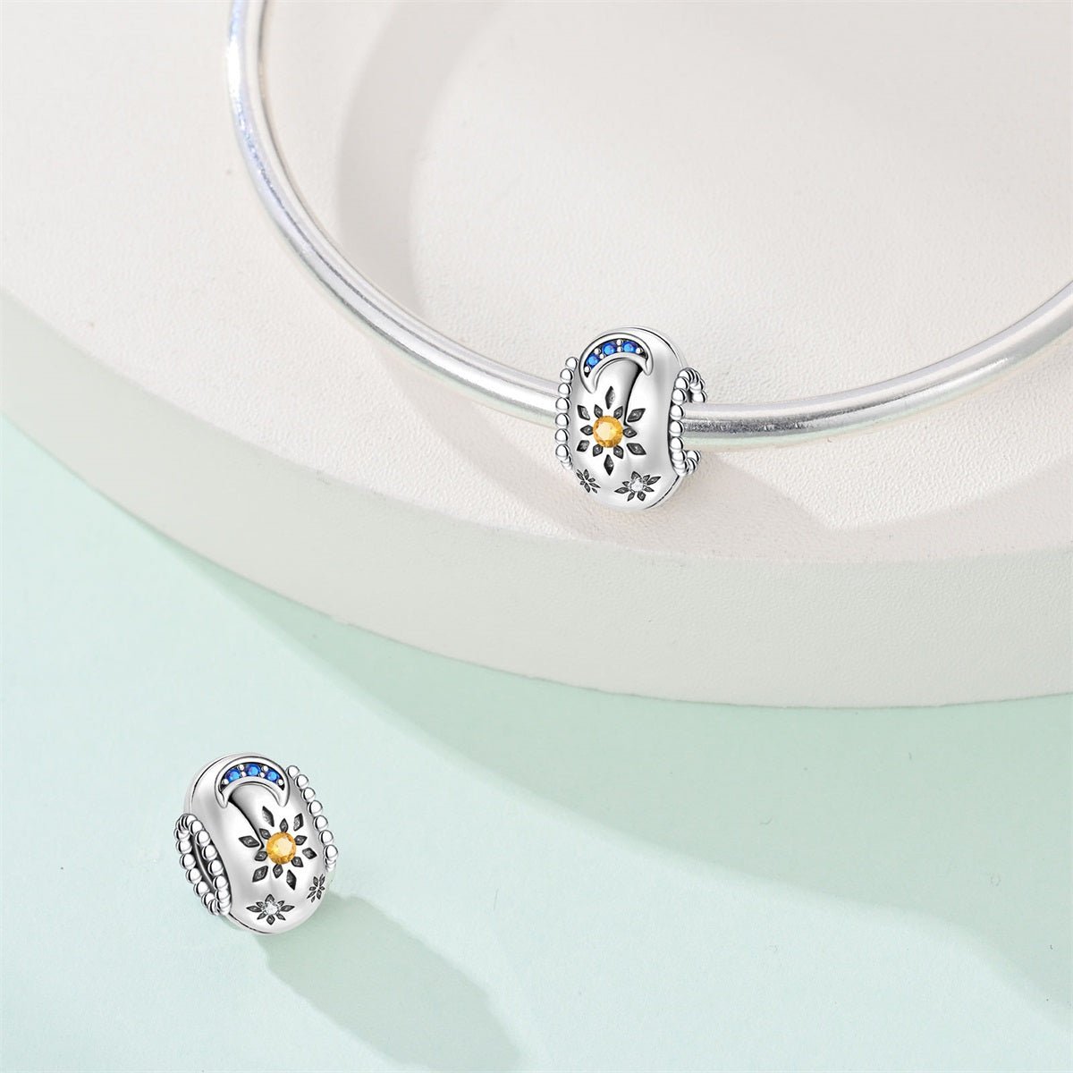 Sunflower & Crescent Moon Charm