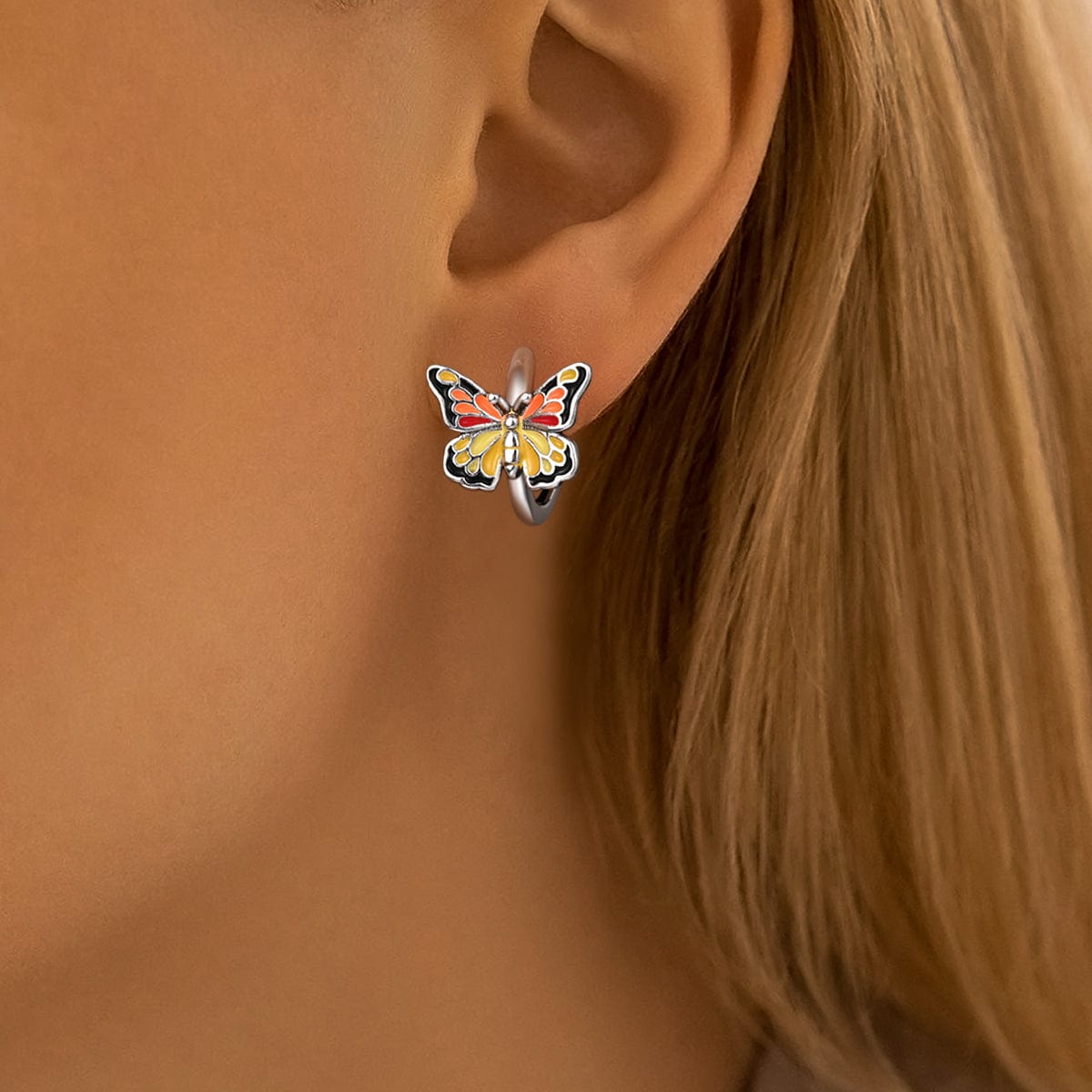 Sunset Glow Butterfly Hoop Earrings