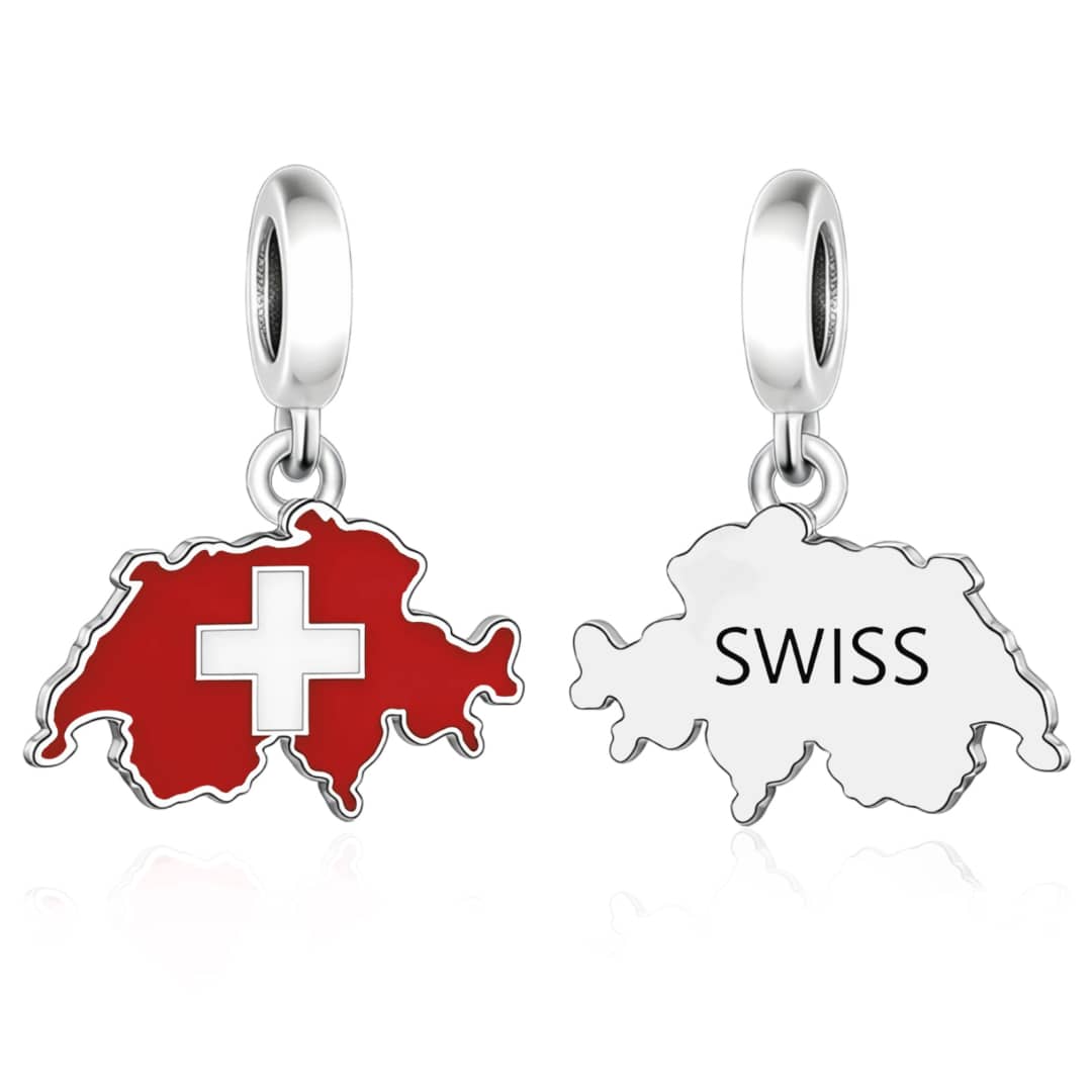 Switzerland Map Flag Dangle Charm