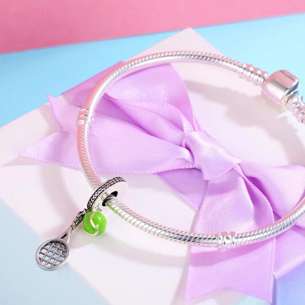 Tennis Racket & Ball Dangle Charm