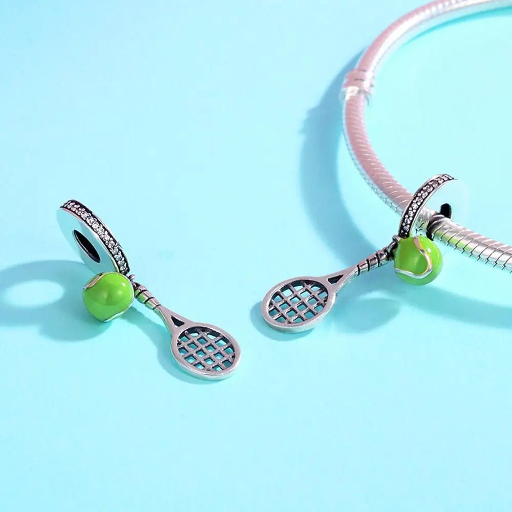 Tennis Racket & Ball Dangle Charm