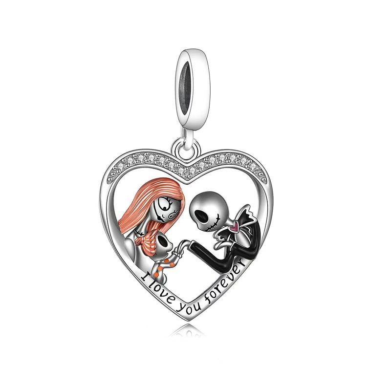 The Nightmare Before Christmas Couple Heart Dangle Charm
