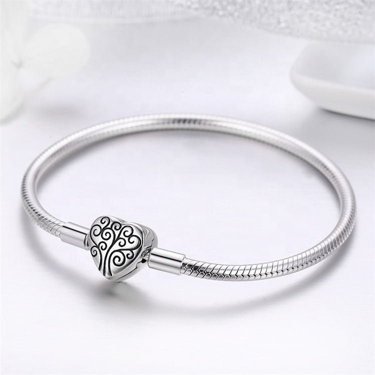 Tree of Life Heart Clasp Charm Bracelet