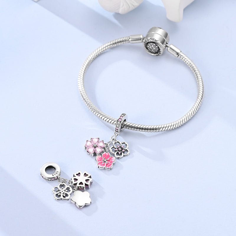 Triple Cherry Blossom Dangle Charm