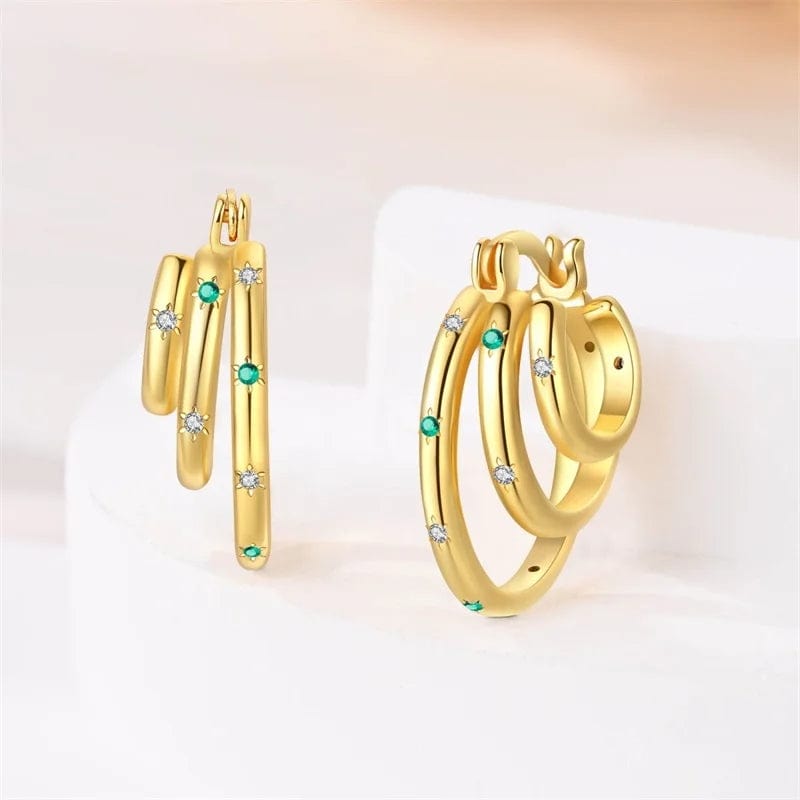 Triple-Layered Gold Hoop Earrings