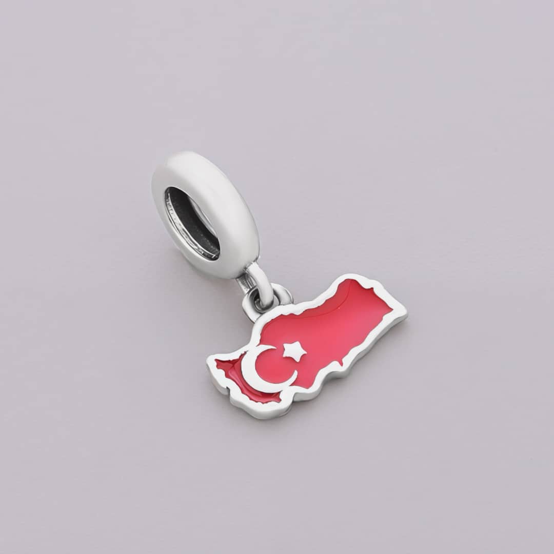 Turkey Map Flag Dangle Charm