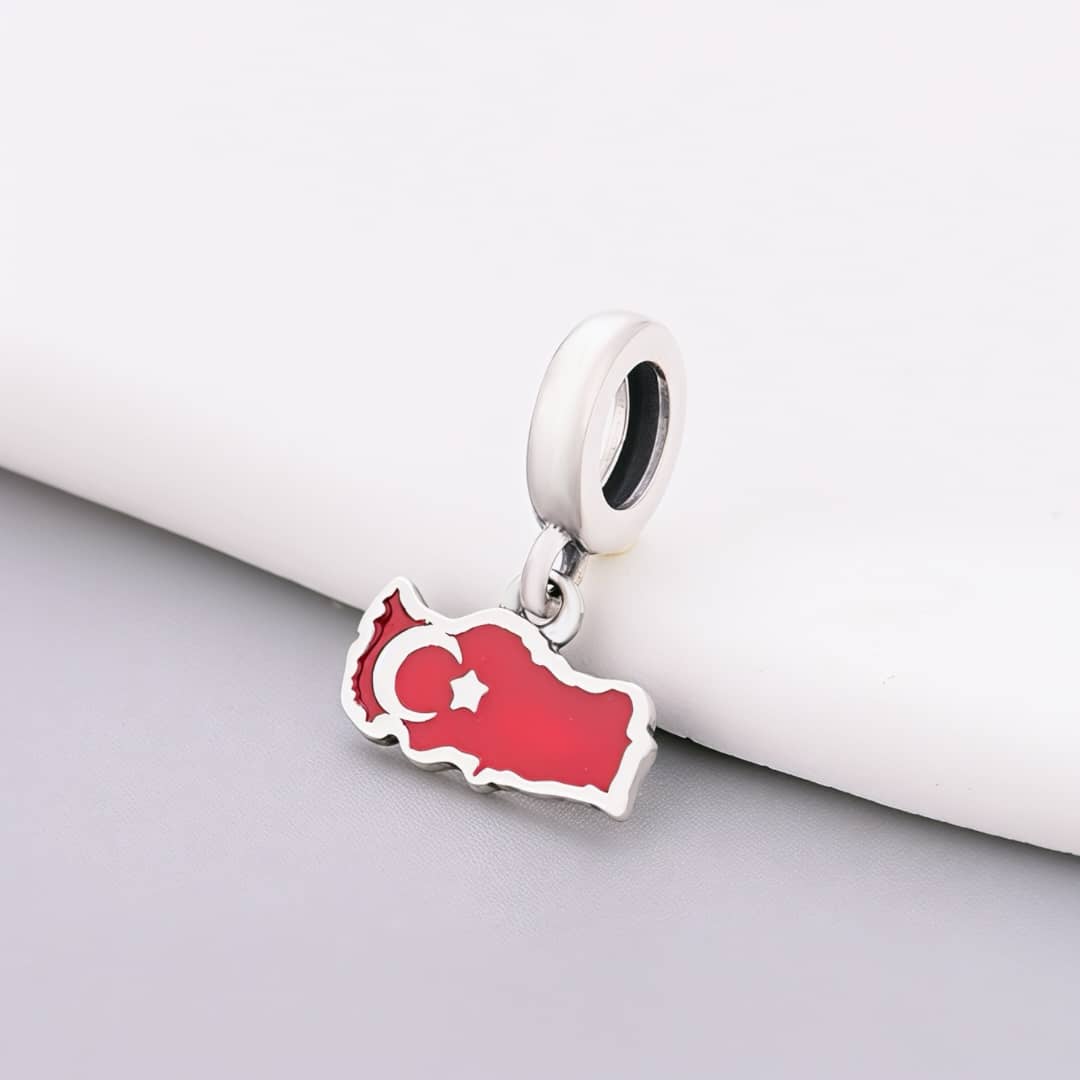 Turkey Map Flag Dangle Charm