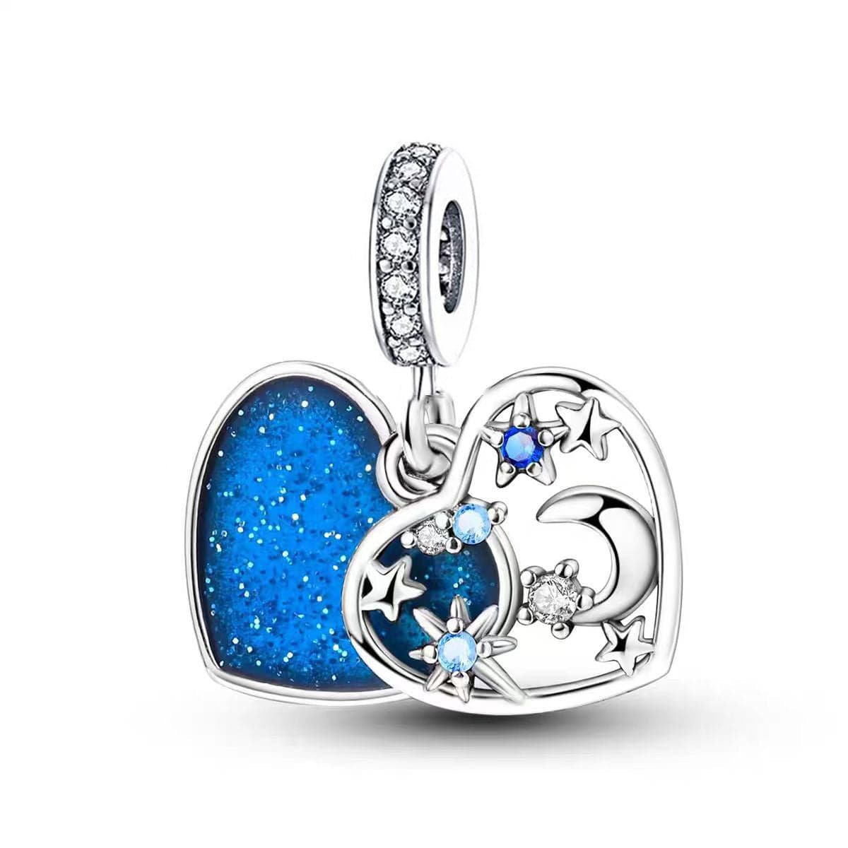 Twinkling Stars & Moon Heart Charm