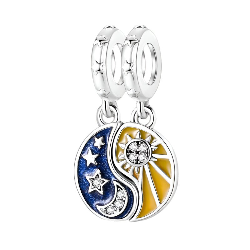 Two-tone Splittable Sun & Moon Dangle Charm