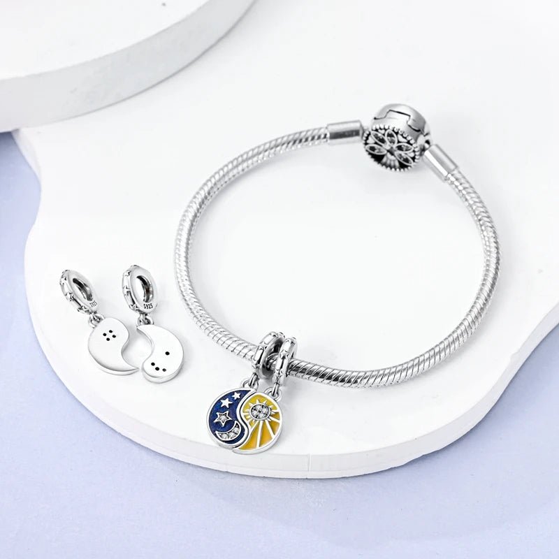 Two-tone Splittable Sun & Moon Dangle Charm