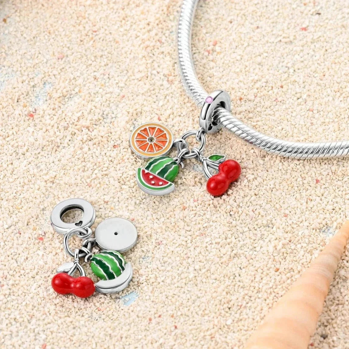 Watermelon Cherries Orange Nectarine Fruit Charm