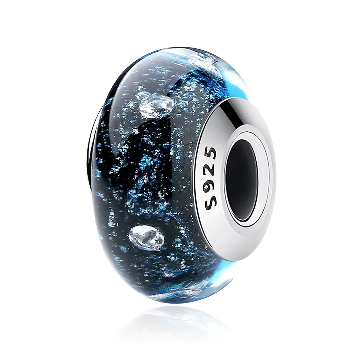 Wavy Dark Blue Murano Glass Ocean Charm