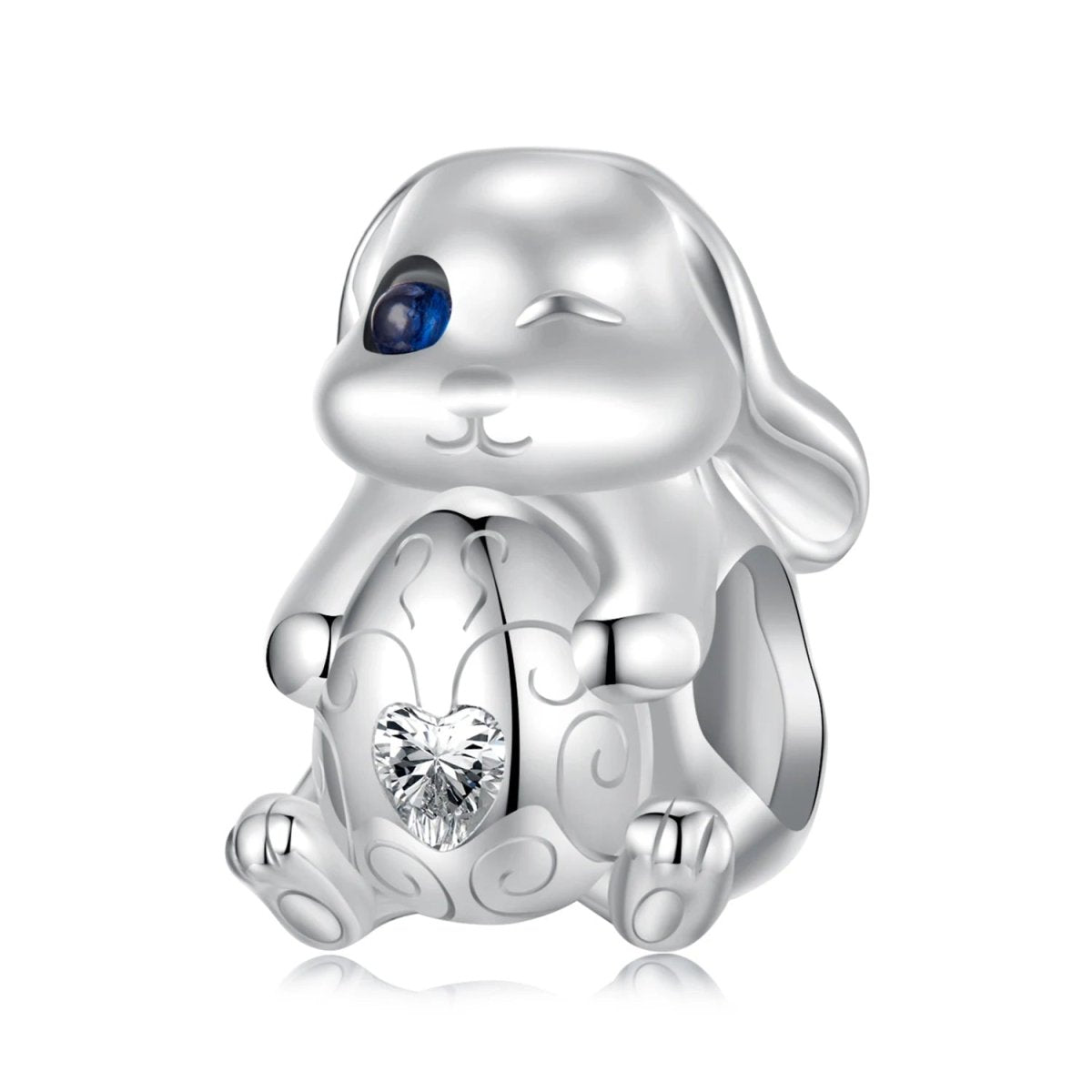 Winking Bunny with Heart-Shaped Egg Charm