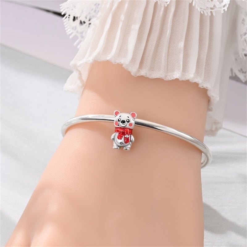 Winter Bear with Red Scarf Charm