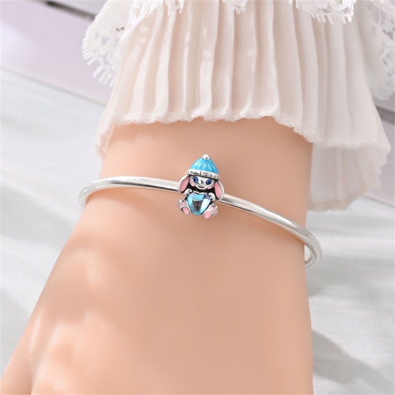 Winter Bunny with Blue Heart Charm