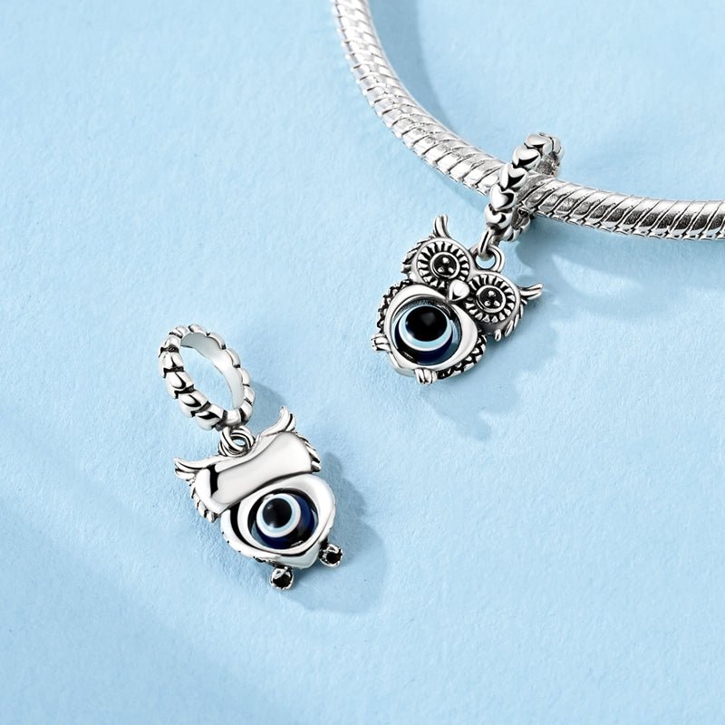 Wise Owl with Evil Eye Dangle Charm