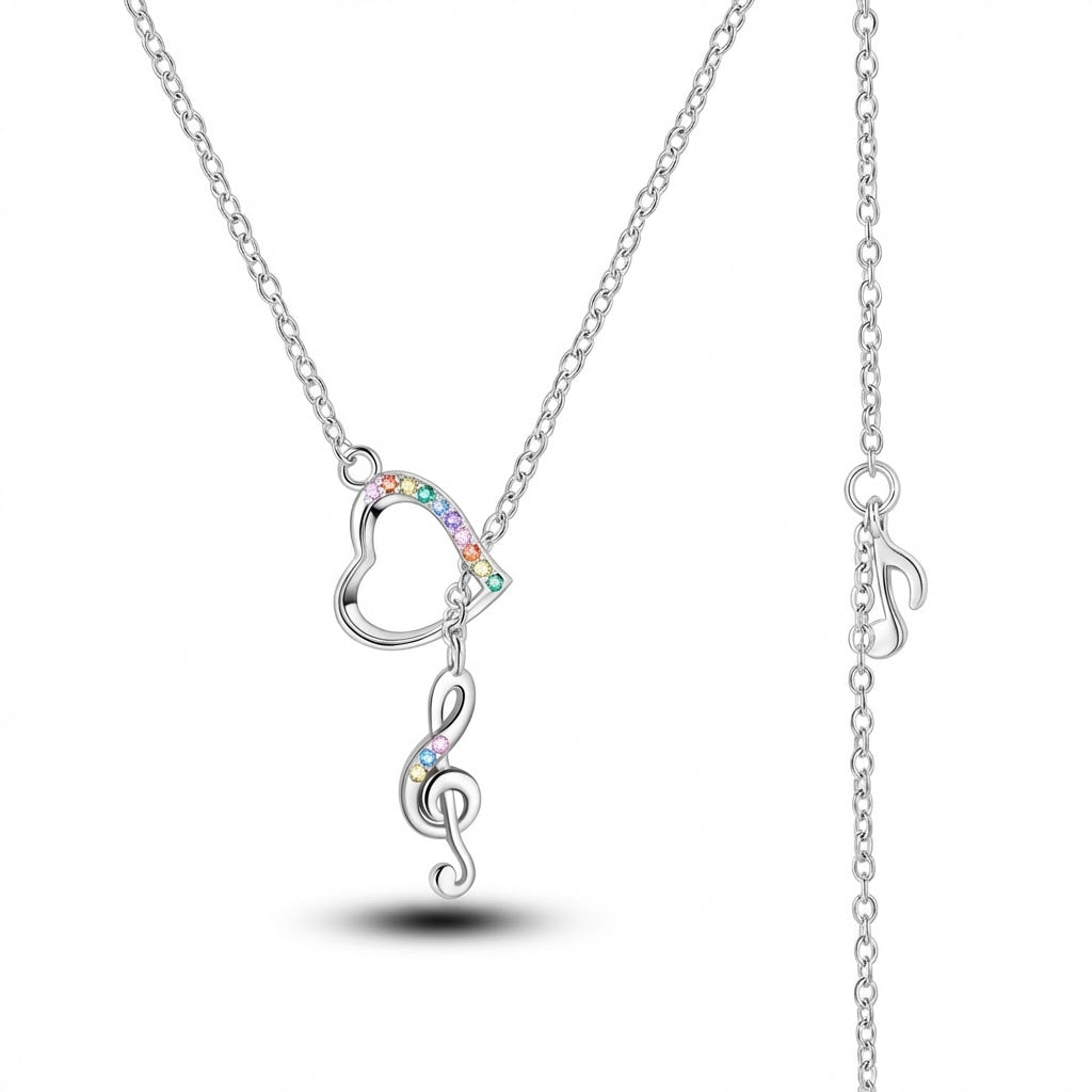 Rainbow Crystal Musical Heart Necklace