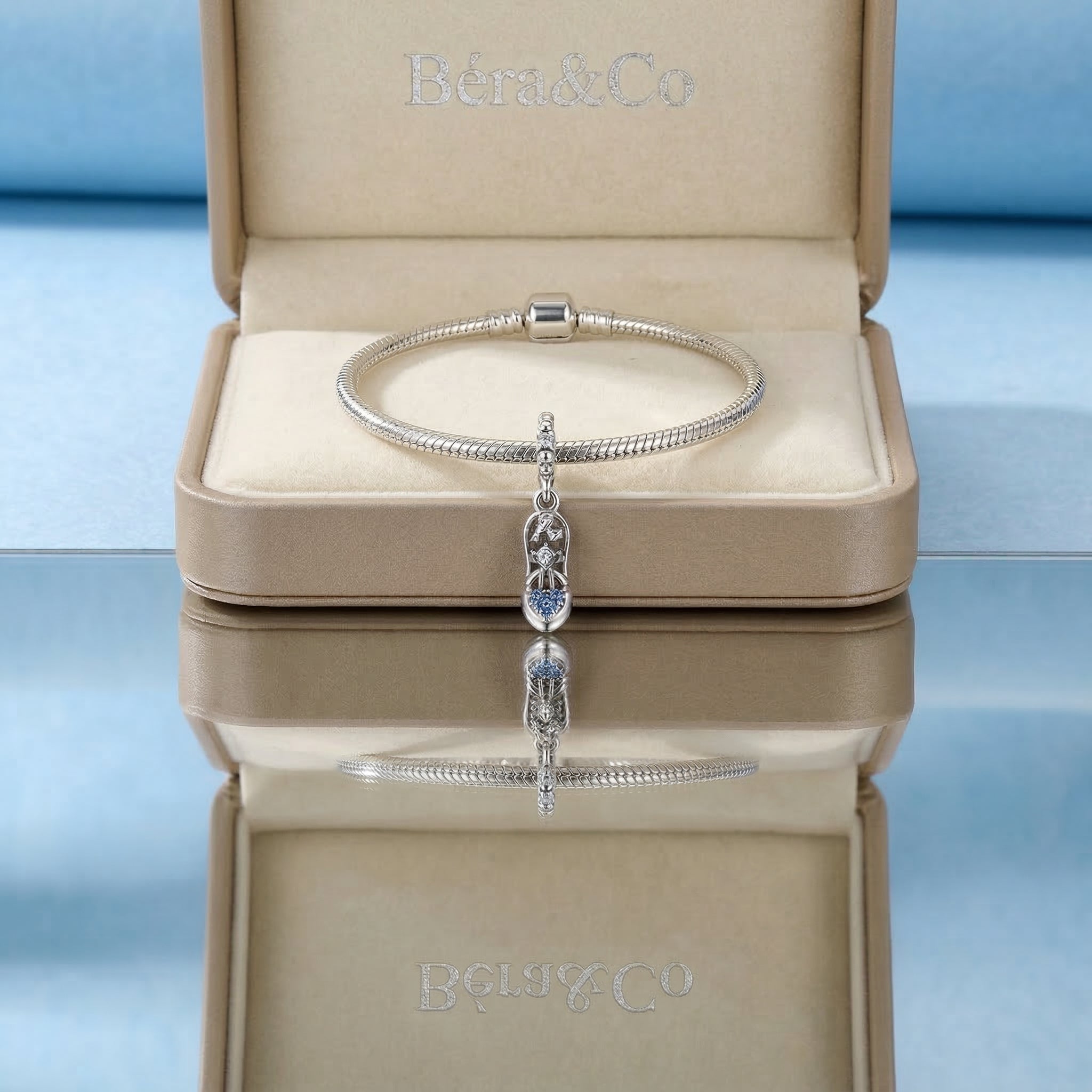 Minnie Mouse Shoe Dangle Disney Charm with Blue Stones