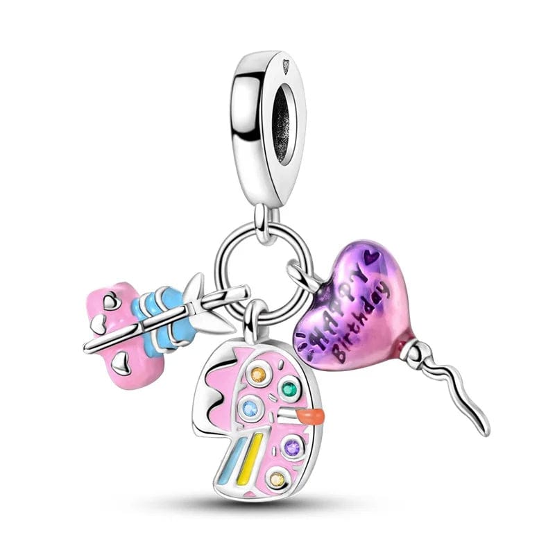 Pink Birthday Cake Dangle Charm