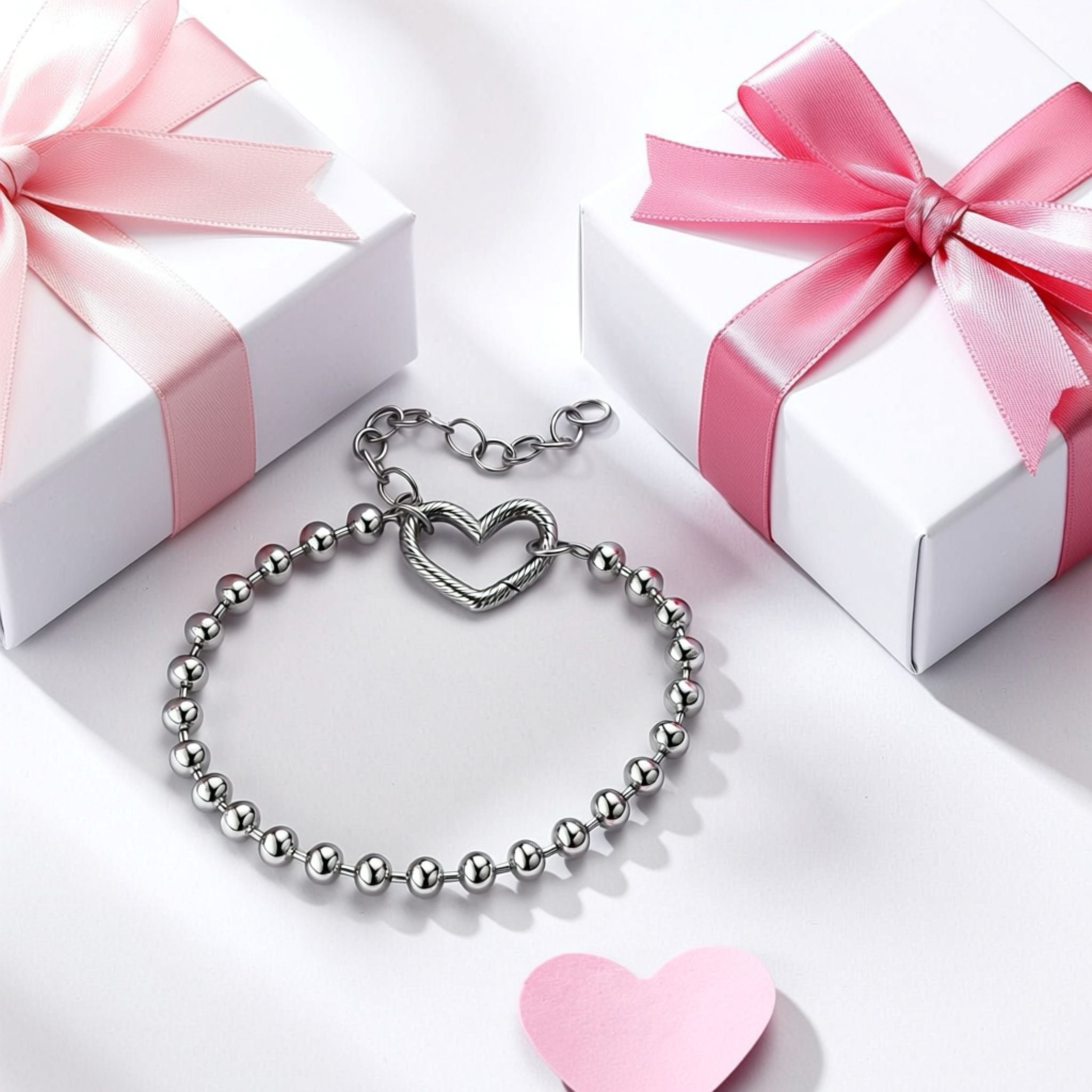 Silver Heart Beaded Bracelet