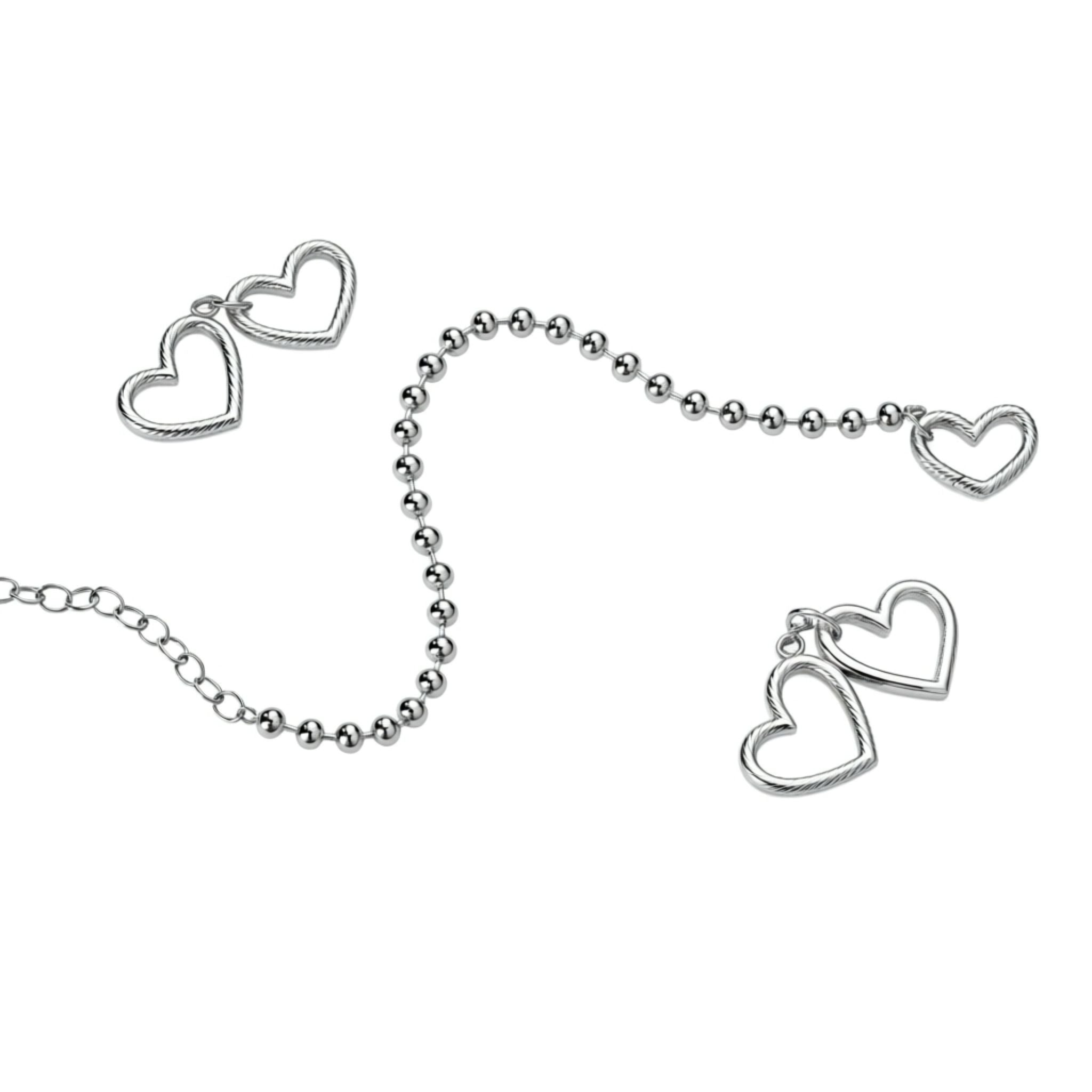 Silver Heart Beaded Bracelet