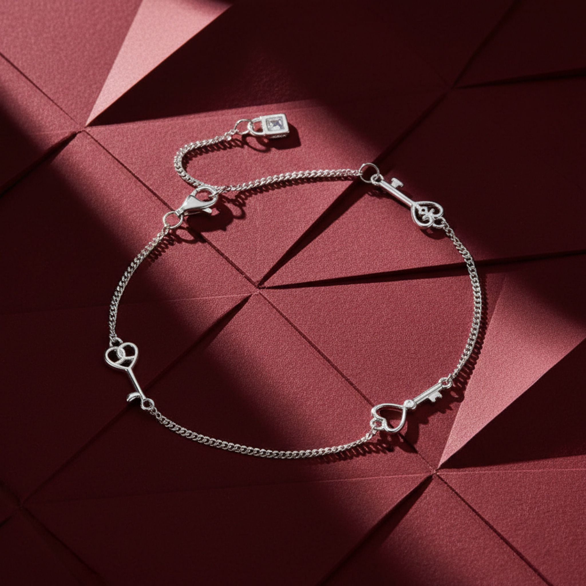 Heart Key Link Bracelet