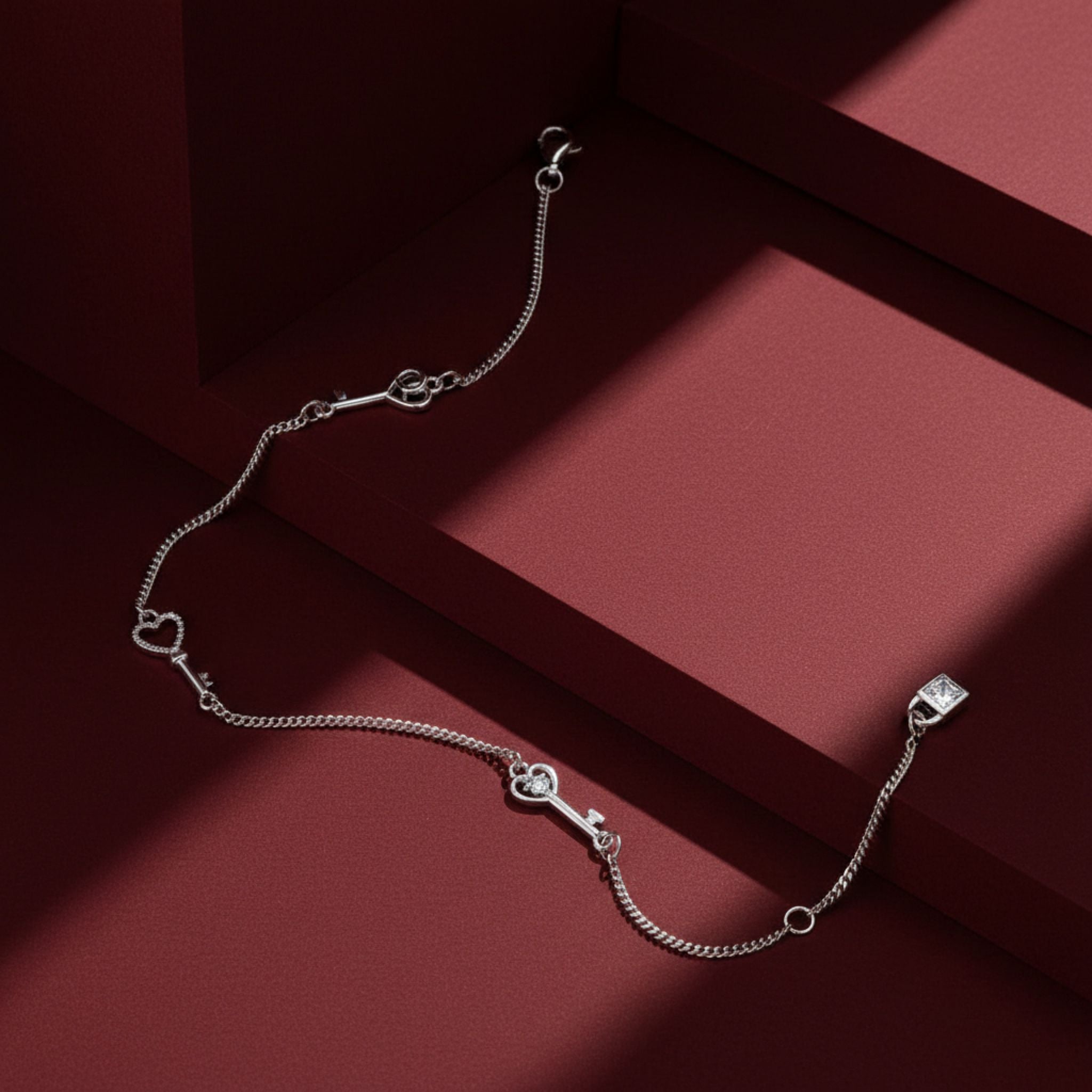 Heart Key Link Bracelet