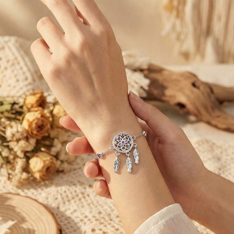 Dreamcatcher Bracelet with Colorful Gemstones