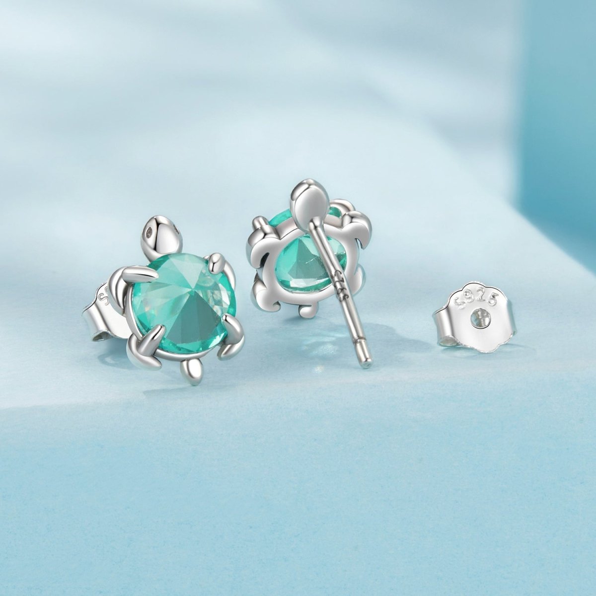Aqua Sea Turtle Stud Earrings