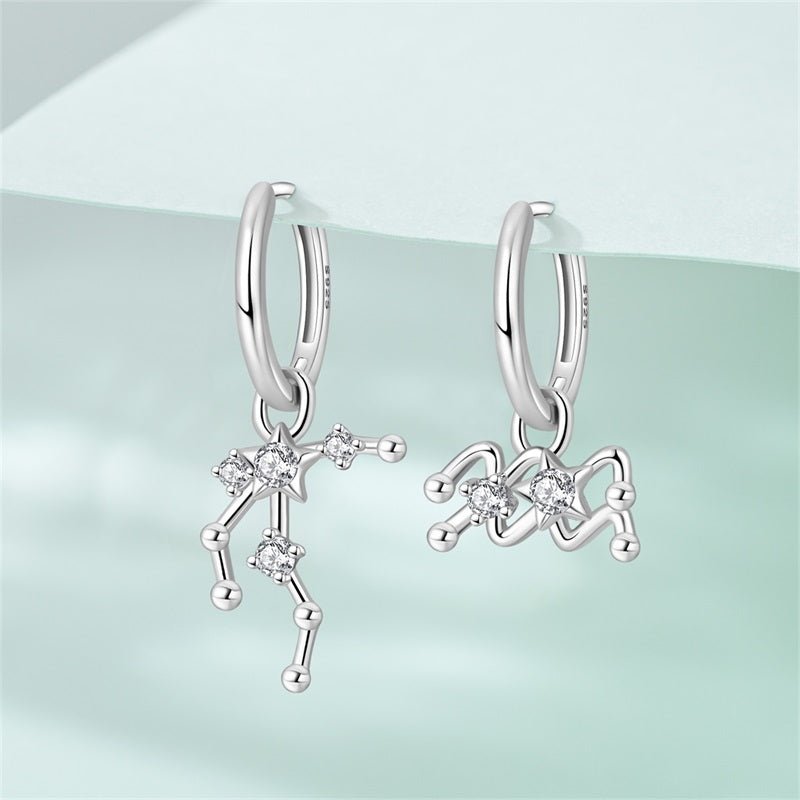 Aquarius Constellation Zodiac Hoop Earrings