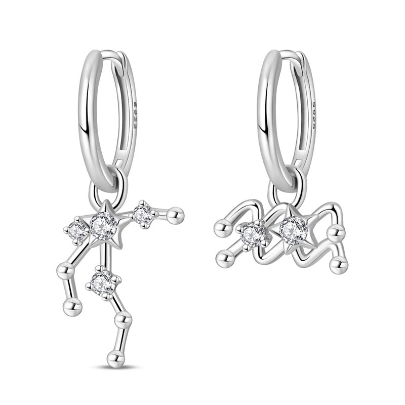 Aquarius Constellation Zodiac Hoop Earrings