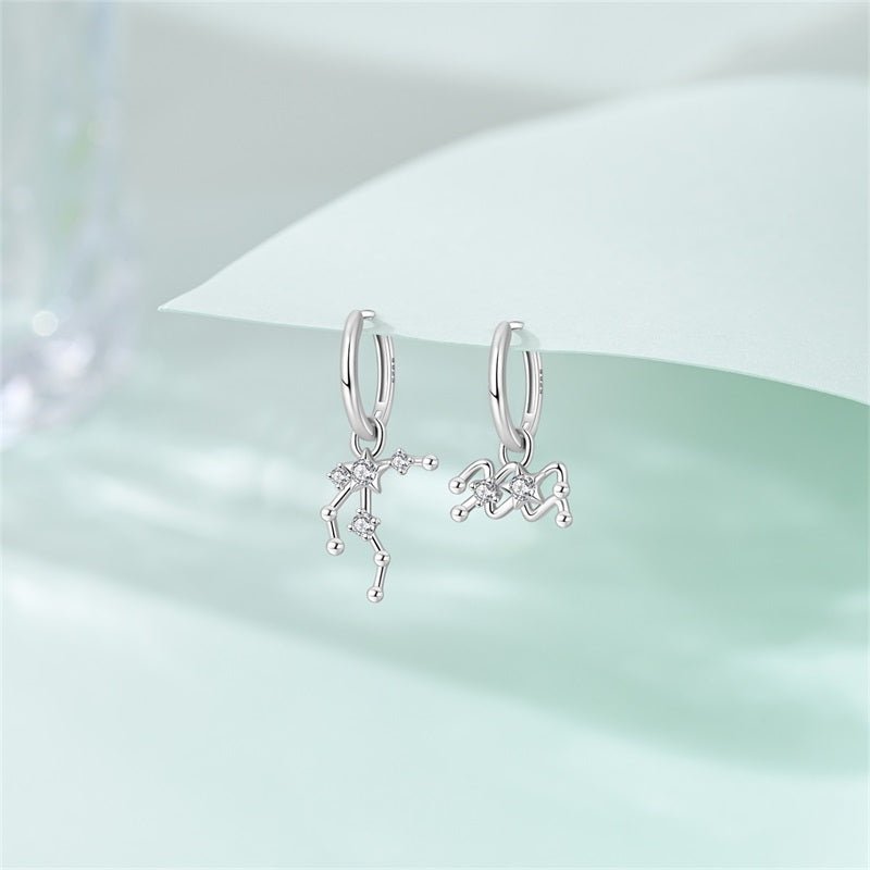 Aquarius Constellation Zodiac Hoop Earrings