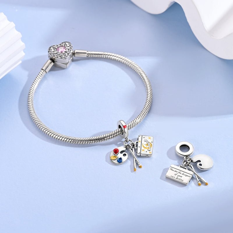 Artist’s Palette & Canvas “Designer of Destiny” Dangle Charm