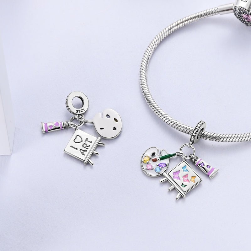 Artist's Palette & Easel Dangle Charm