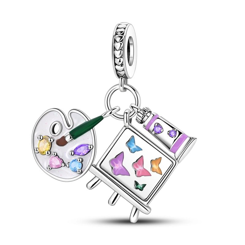 Artist's Palette & Easel Dangle Charm