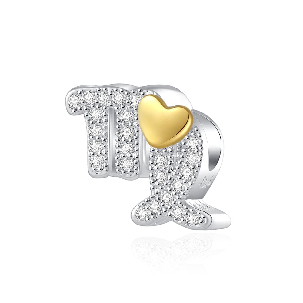 Gold Heart & Pavé Crystals Astrology Signs Zodiac Constellation Charms