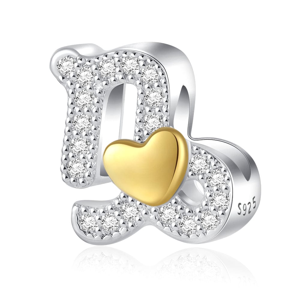 Gold Heart & Pavé Crystals Astrology Signs Zodiac Constellation Charms