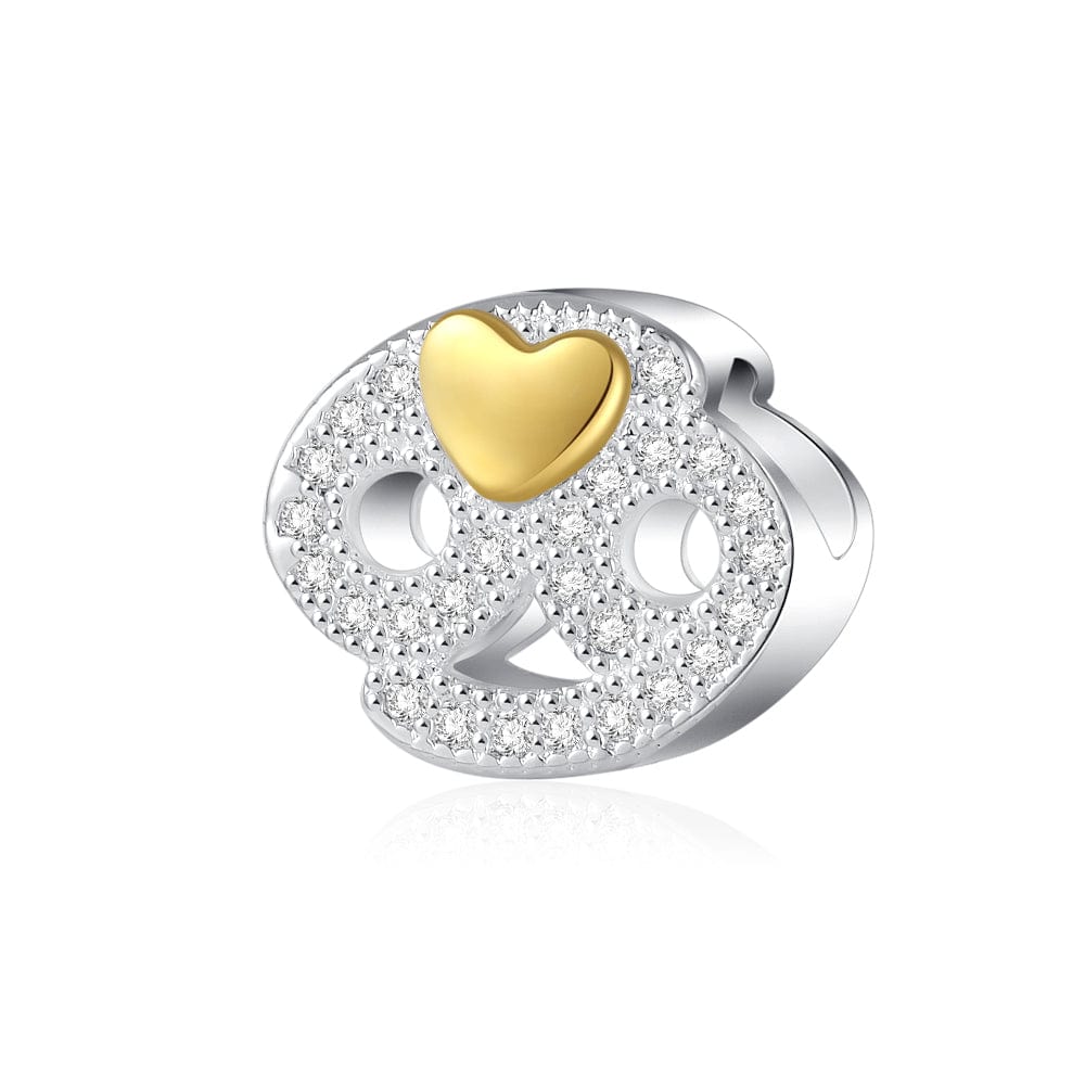 Gold Heart & Pavé Crystals Astrology Signs Zodiac Constellation Charms