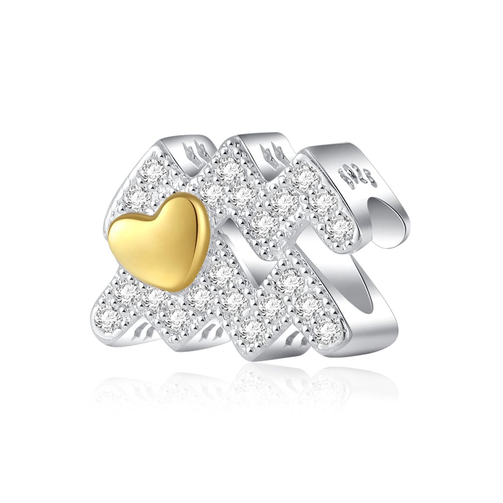 Gold Heart & Pavé Crystals Astrology Signs Zodiac Constellation Charms