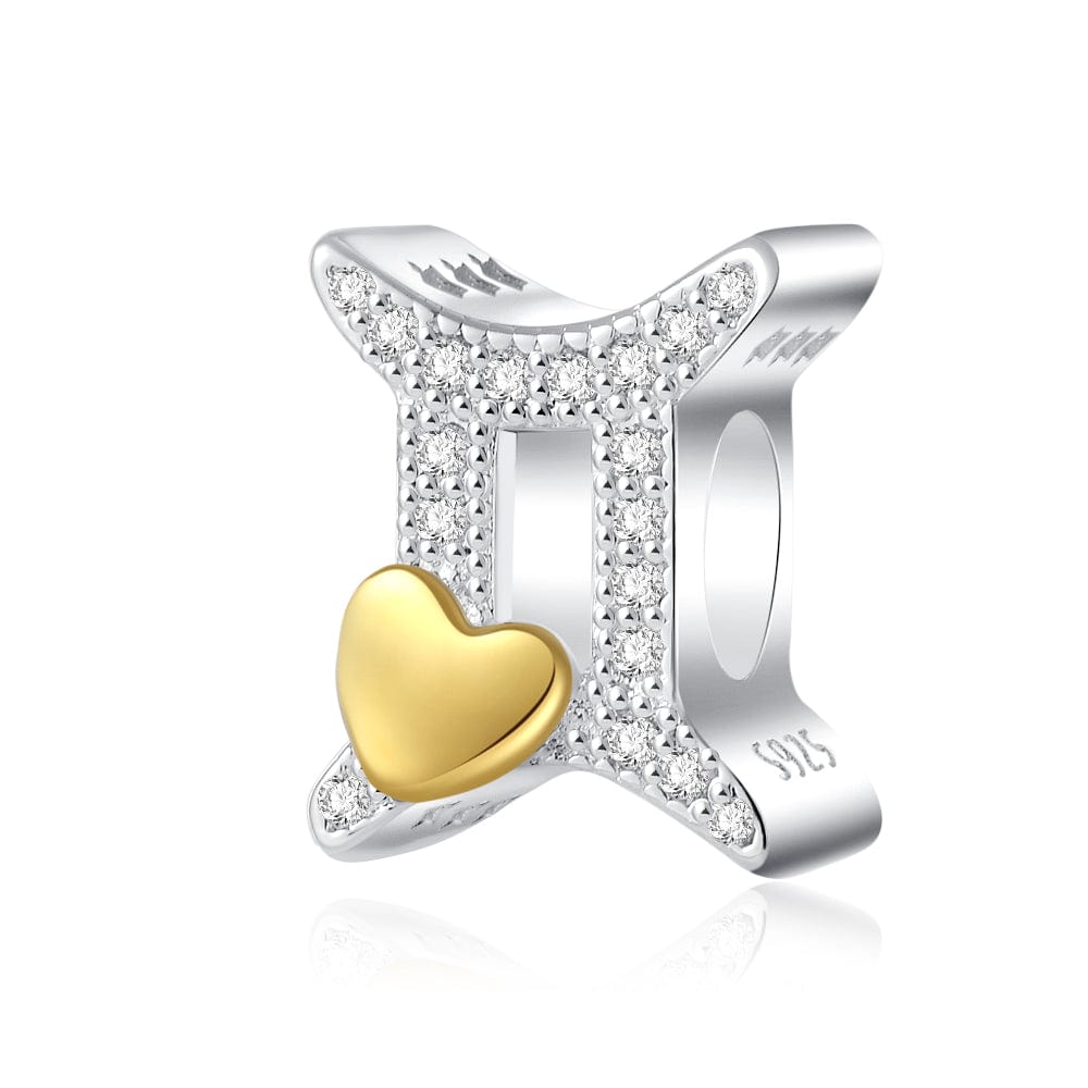 Gold Heart & Pavé Crystals Astrology Signs Zodiac Constellation Charms
