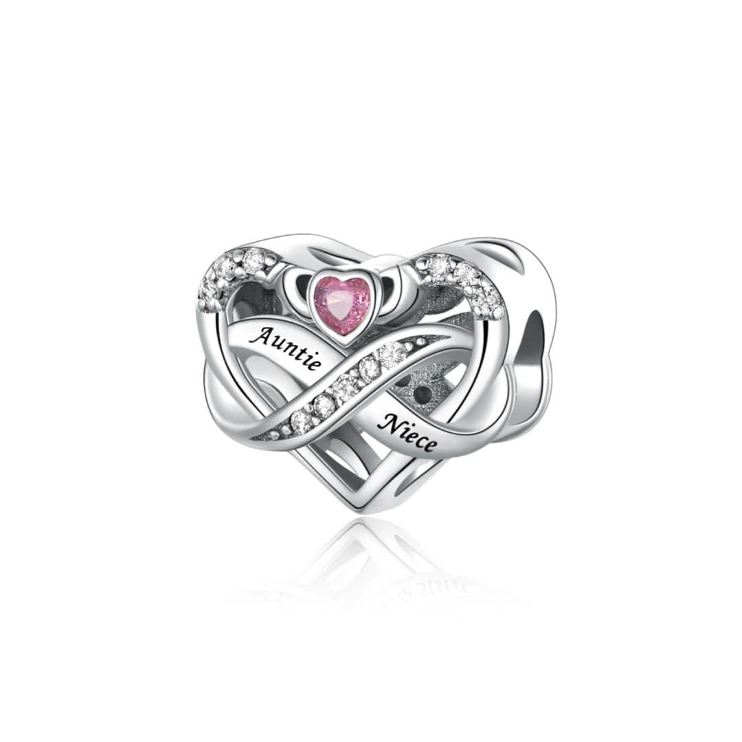 Auntie Niece Heart Infinity Charm