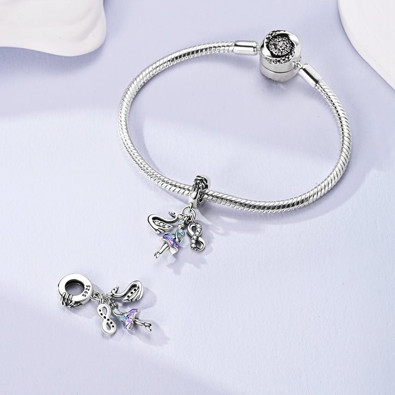 Ballerina, Swan & Infinity Triple Dangle Charm