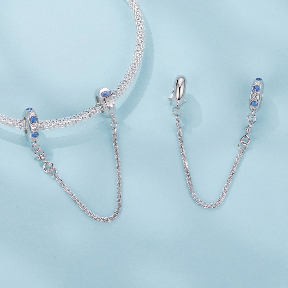 Blue Harmony Hamsa Safety Chain Charm