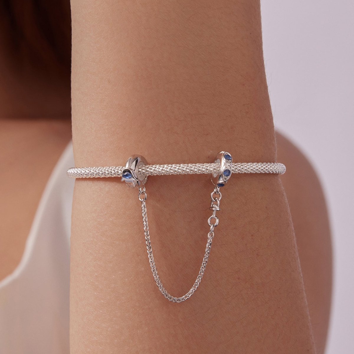 Blue Harmony Hamsa Safety Chain Charm