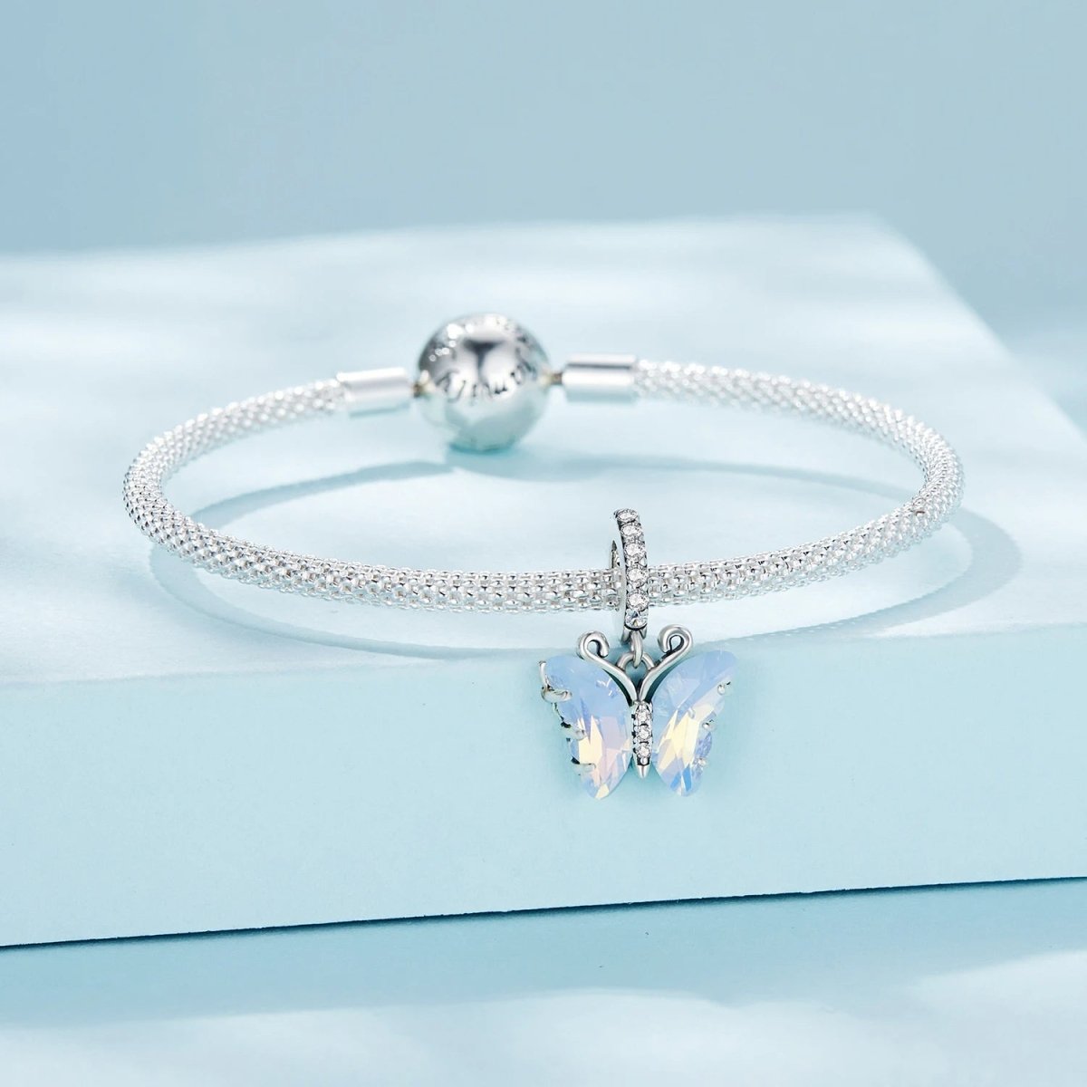 Blue Murano Glass Butterfly Dangle Charm