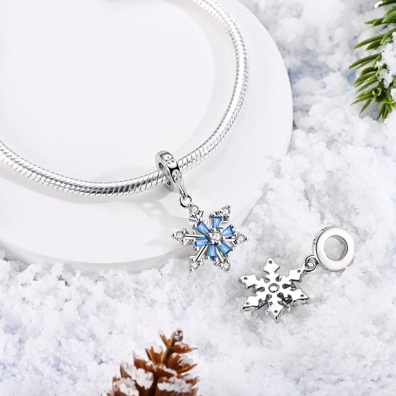 Blue Spinning Snowflake Dangle Charm