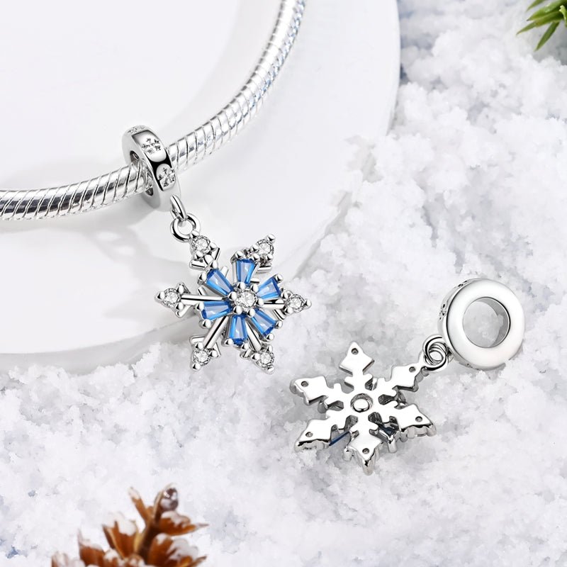 Blue Spinning Snowflake Dangle Charm