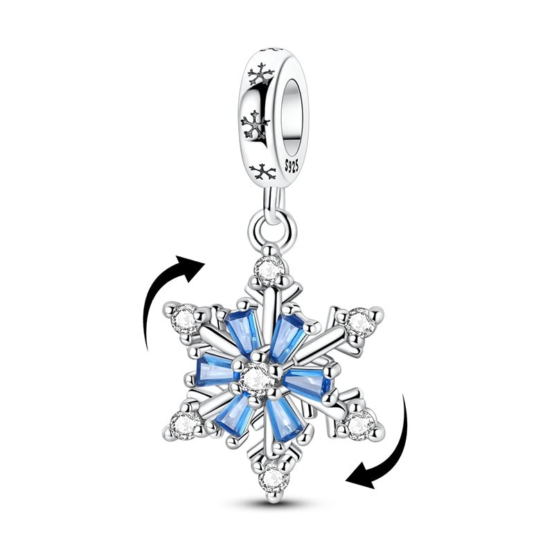 Blue Spinning Snowflake Dangle Charm