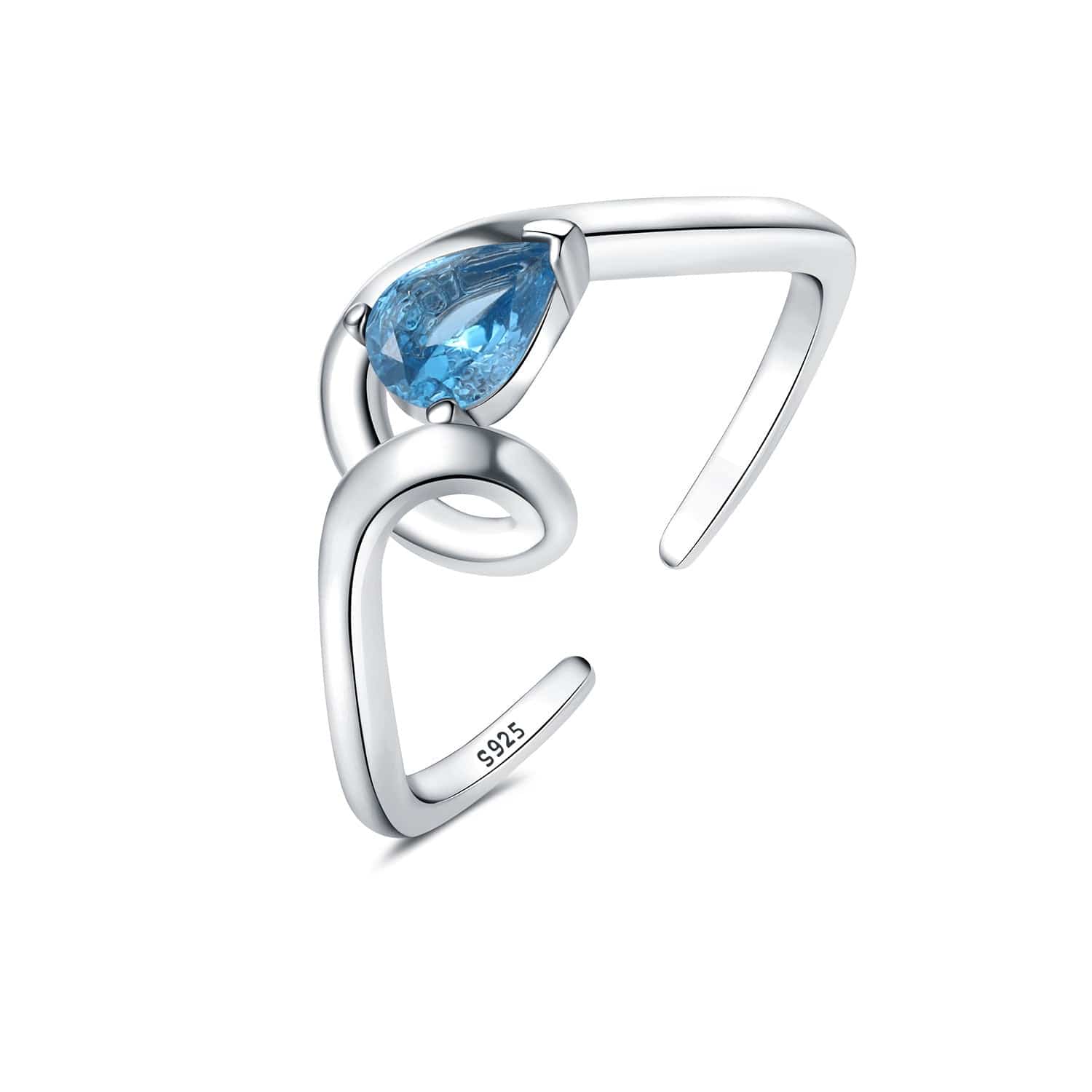 Blue Wave Twist Open Band Adjustable Ring