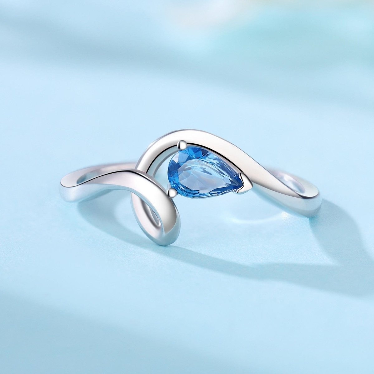 Blue Wave Twist Open Band Adjustable Ring